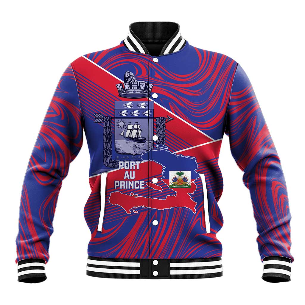 Port-au-Prince Afro-Haitians Baseball Jacket Ayiti Map Pòtoprens Flag Color - African Pride