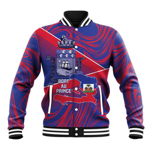 Port-au-Prince Afro-Haitians Baseball Jacket Ayiti Map Pòtoprens Flag Color - African Pride
