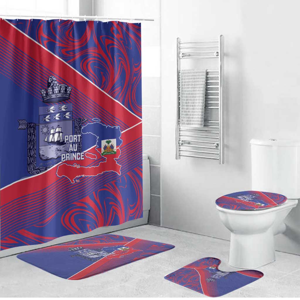 Port-au-Prince Afro-Haitians Bathroom Set Ayiti Map Pòtoprens Flag Color - African Pride