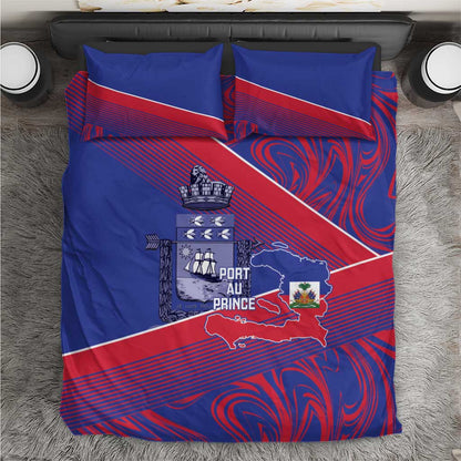 Port-au-Prince Afro-Haitians Bedding Set Ayiti Map Pòtoprens Flag Color - African Pride