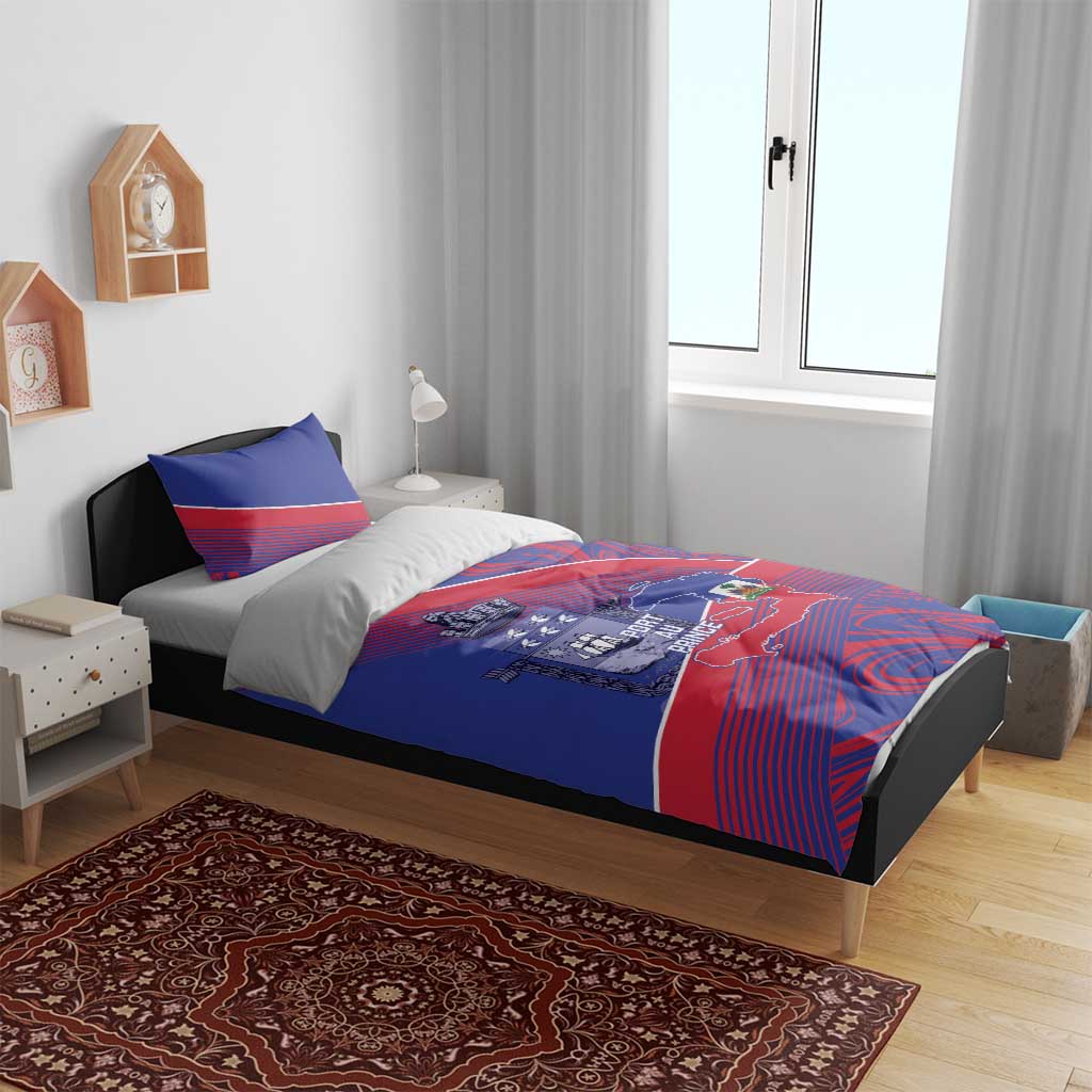 Port-au-Prince Afro-Haitians Bedding Set Ayiti Map Pòtoprens Flag Color - African Pride