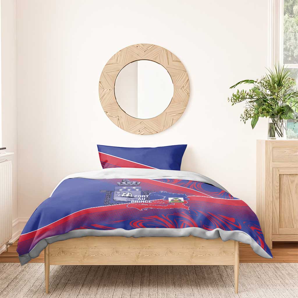 Port-au-Prince Afro-Haitians Bedding Set Ayiti Map Pòtoprens Flag Color - African Pride