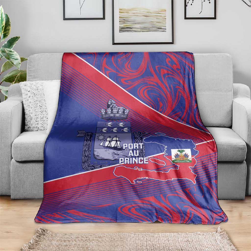 Port-au-Prince Afro-Haitians Blanket Ayiti Map Pòtoprens Flag Color - African Pride