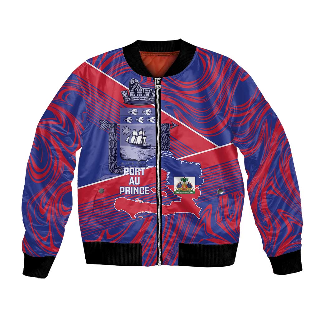 Port-au-Prince Afro-Haitians Bomber Jacket Ayiti Map Pòtoprens Flag Color - African Pride