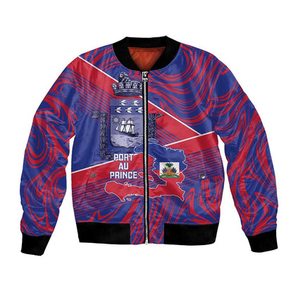 Port-au-Prince Afro-Haitians Bomber Jacket Ayiti Map Pòtoprens Flag Color - African Pride