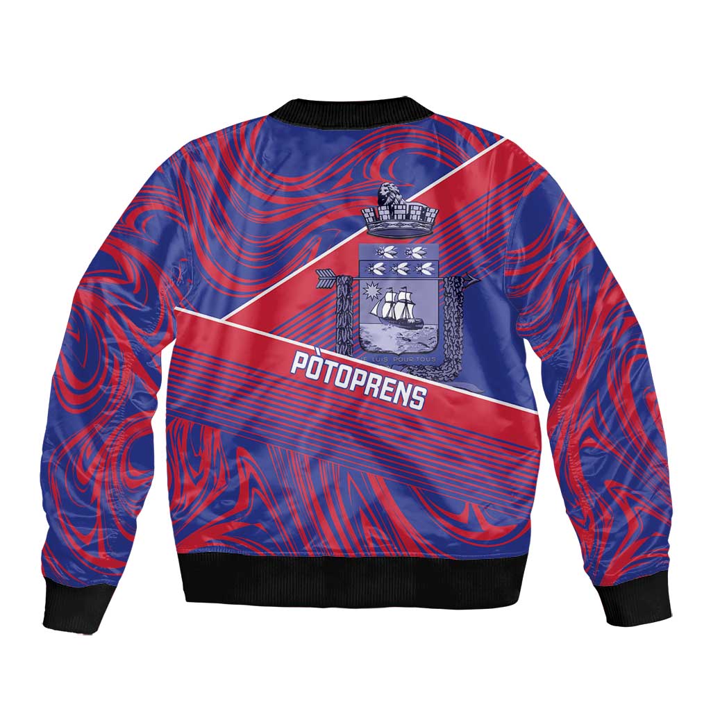 Port-au-Prince Afro-Haitians Bomber Jacket Ayiti Map Pòtoprens Flag Color - African Pride