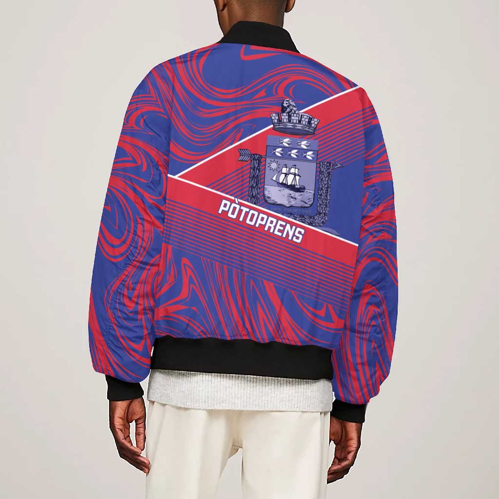 Port-au-Prince Afro-Haitians Bomber Jacket Ayiti Map Pòtoprens Flag Color - African Pride