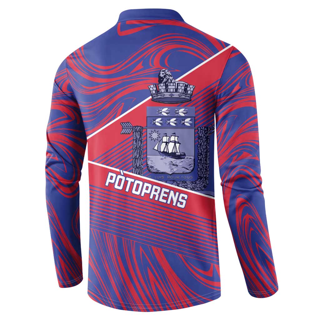 Port-au-Prince Afro-Haitians Button Sweatshirt Ayiti Map Pòtoprens Flag Color