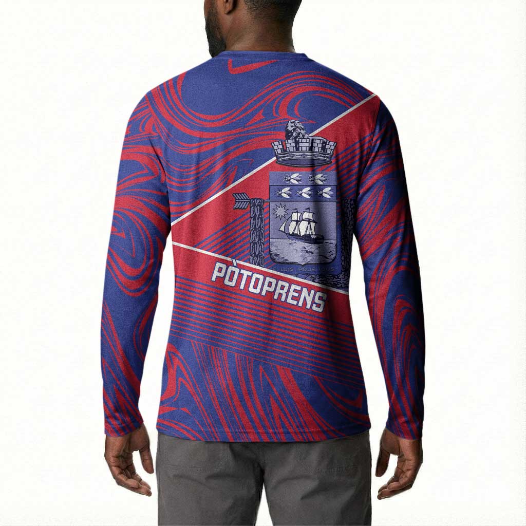 Port-au-Prince Afro-Haitians Button Sweatshirt Ayiti Map Pòtoprens Flag Color