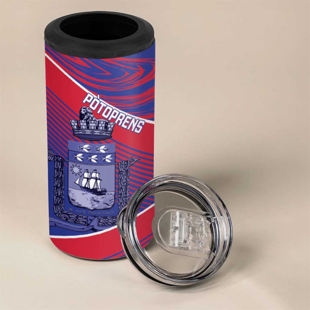 Port-au-Prince Afro-Haitians 4 in 1 Can Cooler Tumbler Ayiti Map Pòtoprens Flag Color - African Pride