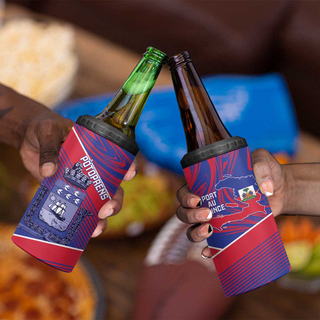 Port-au-Prince Afro-Haitians 4 in 1 Can Cooler Tumbler Ayiti Map Pòtoprens Flag Color - African Pride