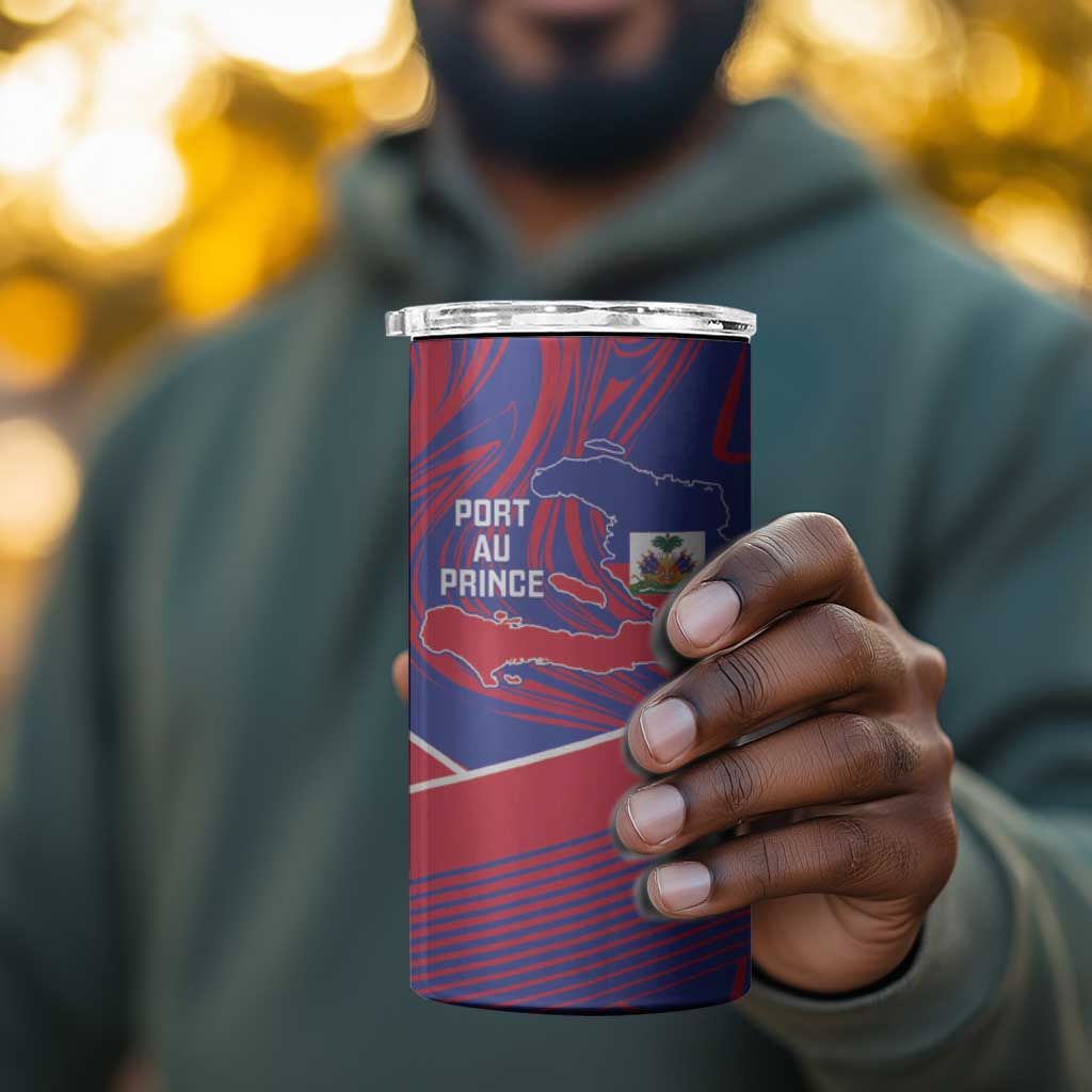 Port-au-Prince Afro-Haitians 4 in 1 Can Cooler Tumbler Ayiti Map Pòtoprens Flag Color - African Pride