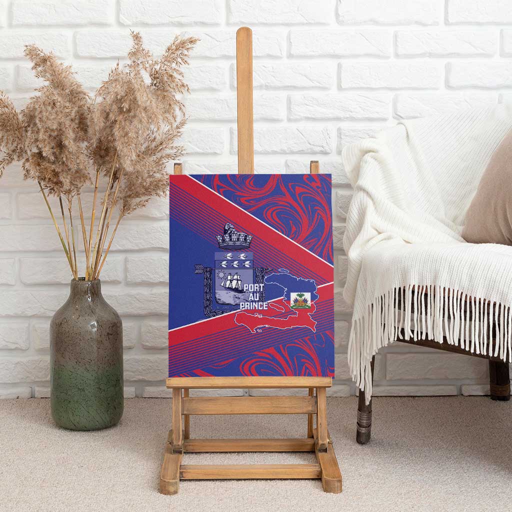 Port-au-Prince Afro-Haitians Canvas Wall Art Ayiti Map Pòtoprens Flag Color - African Pride