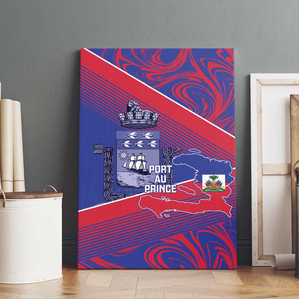 Port-au-Prince Afro-Haitians Canvas Wall Art Ayiti Map Pòtoprens Flag Color - African Pride