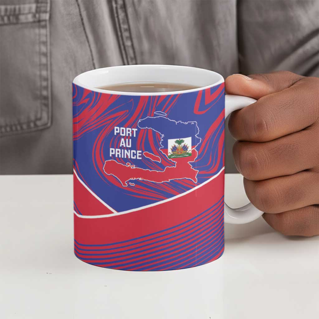 Port-au-Prince Afro-Haitians Ceramic Mug Ayiti Map Pòtoprens Flag Color - African Pride
