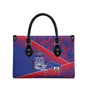 Port-au-Prince Afro-Haitians Leather Bag Ayiti Map Pòtoprens Flag Color - African Pride