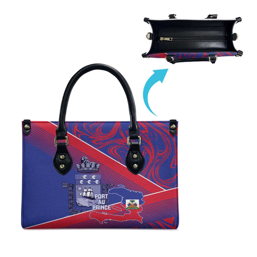 Port-au-Prince Afro-Haitians Leather Bag Ayiti Map Pòtoprens Flag Color - African Pride
