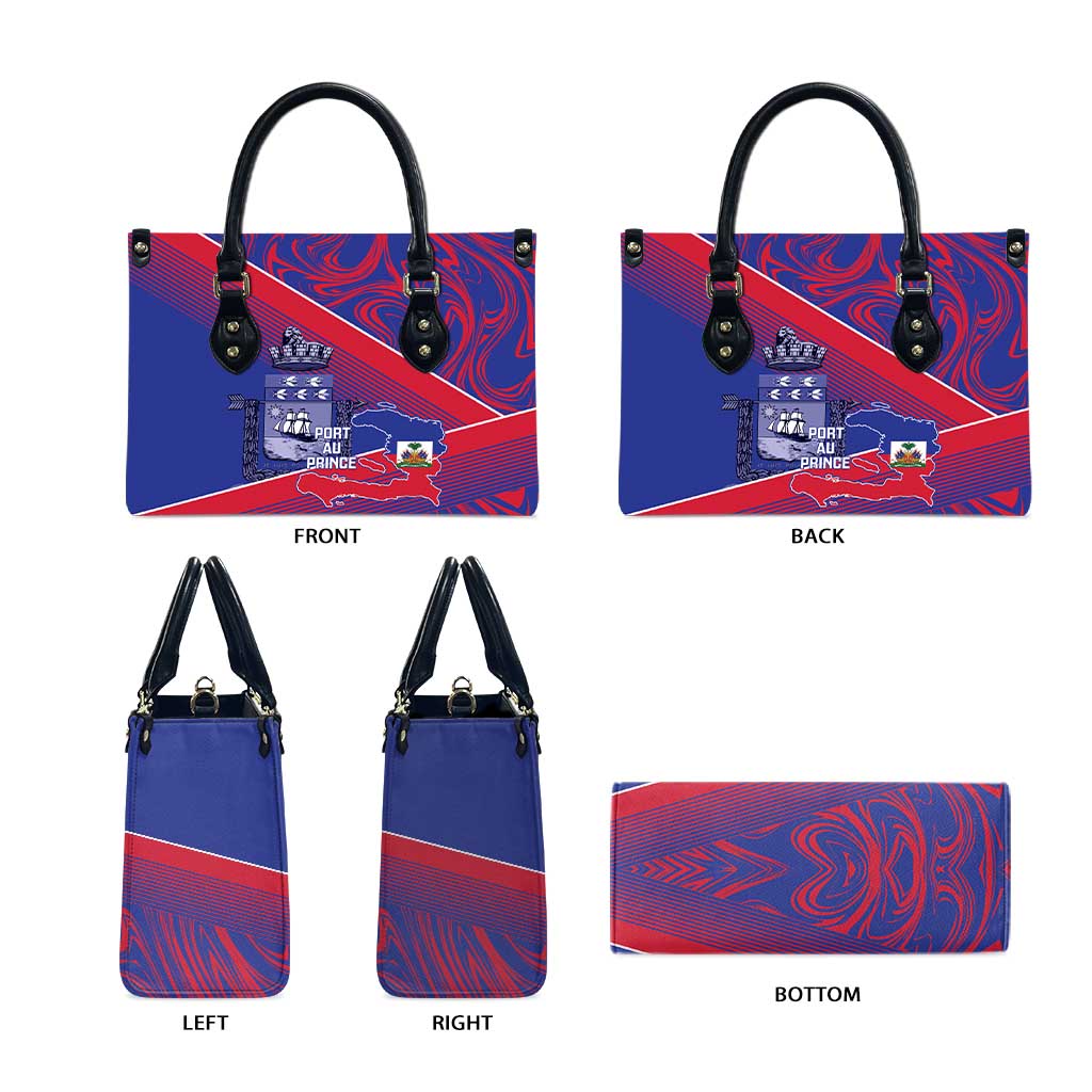 Port-au-Prince Afro-Haitians Leather Bag Ayiti Map Pòtoprens Flag Color - African Pride