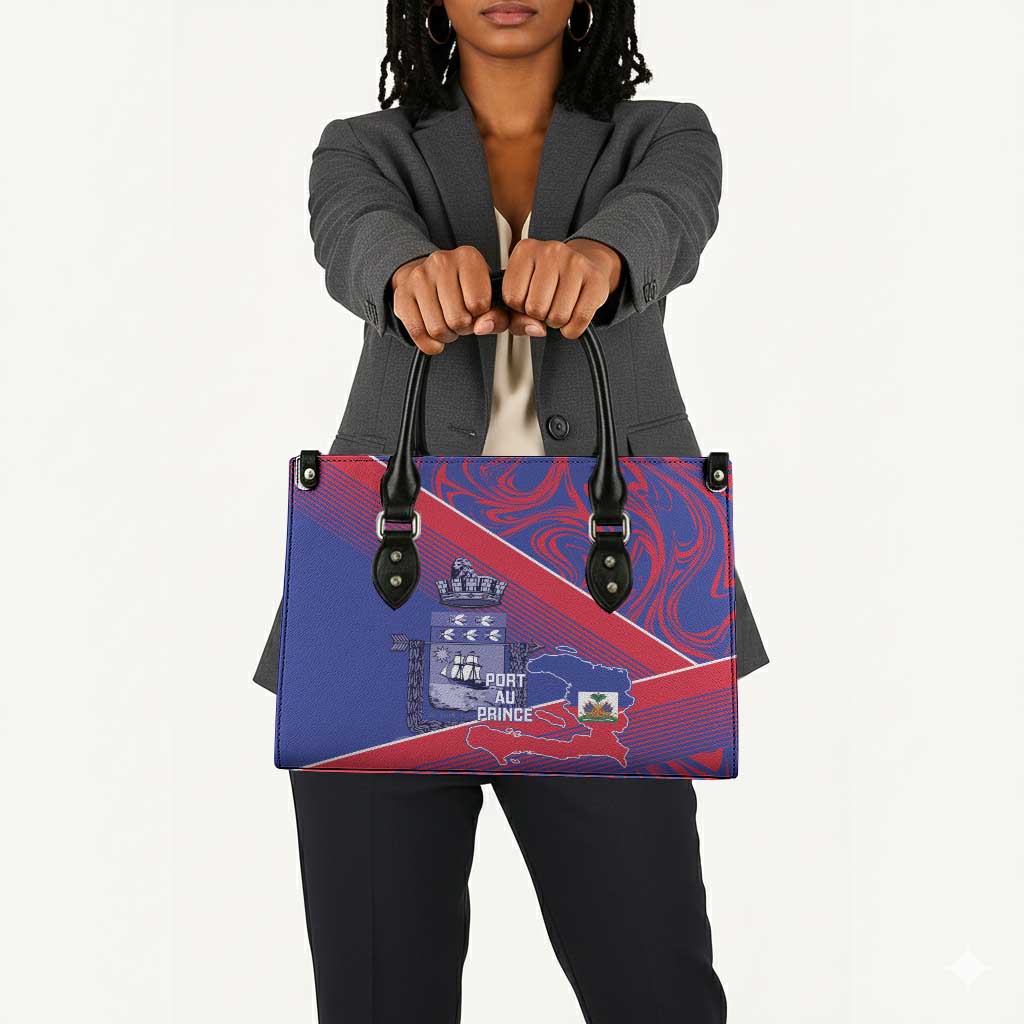 Port-au-Prince Afro-Haitians Leather Bag Ayiti Map Pòtoprens Flag Color - African Pride
