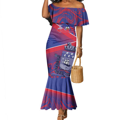 Port-au-Prince Afro-Haitians Mermaid Dress Ayiti Map Pòtoprens Flag Color LT14