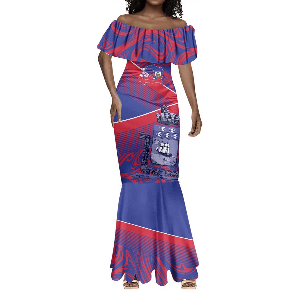 Port-au-Prince Afro-Haitians Mermaid Dress Ayiti Map Pòtoprens Flag Color LT14