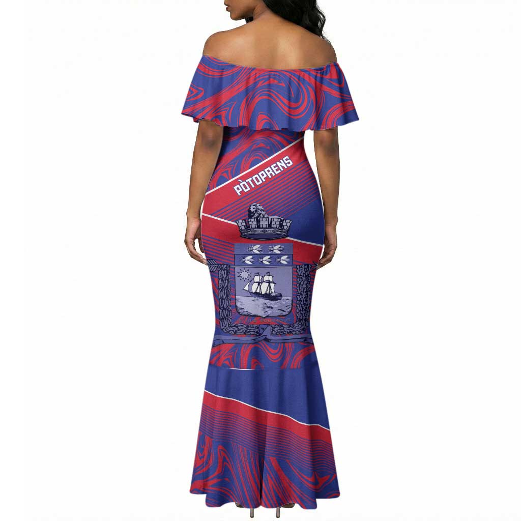 Port-au-Prince Afro-Haitians Mermaid Dress Ayiti Map Pòtoprens Flag Color LT14