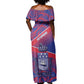 Port-au-Prince Afro-Haitians Off Shoulder Maxi Dress Ayiti Map Pòtoprens Flag Color - African Pride