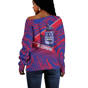 Port-au-Prince Afro-Haitians Off Shoulder Sweater Ayiti Map Pòtoprens Flag Color - African Pride