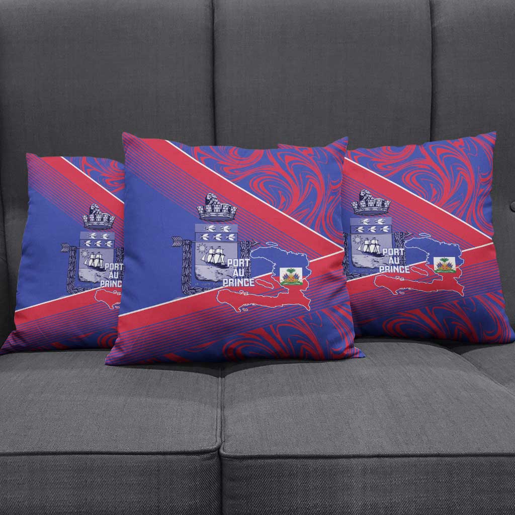 Port-au-Prince Afro-Haitians Pillow Cover Ayiti Map Pòtoprens Flag Color - African Pride