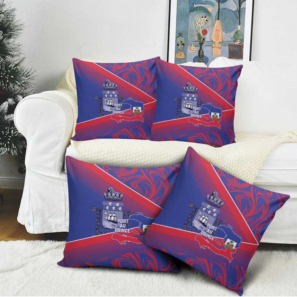 Port-au-Prince Afro-Haitians Pillow Cover Ayiti Map Pòtoprens Flag Color - African Pride