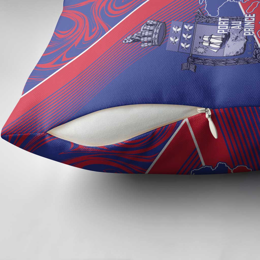 Port-au-Prince Afro-Haitians Pillow Cover Ayiti Map Pòtoprens Flag Color - African Pride