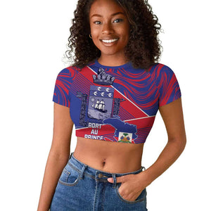Port-au-Prince Afro-Haitians Raglan Cropped T shirt Ayiti Map Pòtoprens Flag Color LT14
