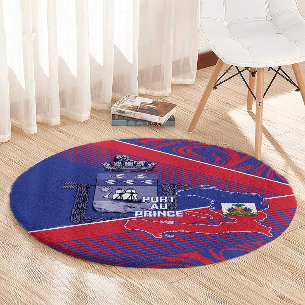 Port-au-Prince Afro-Haitians Round Carpet Ayiti Map Pòtoprens Flag Color - African Pride