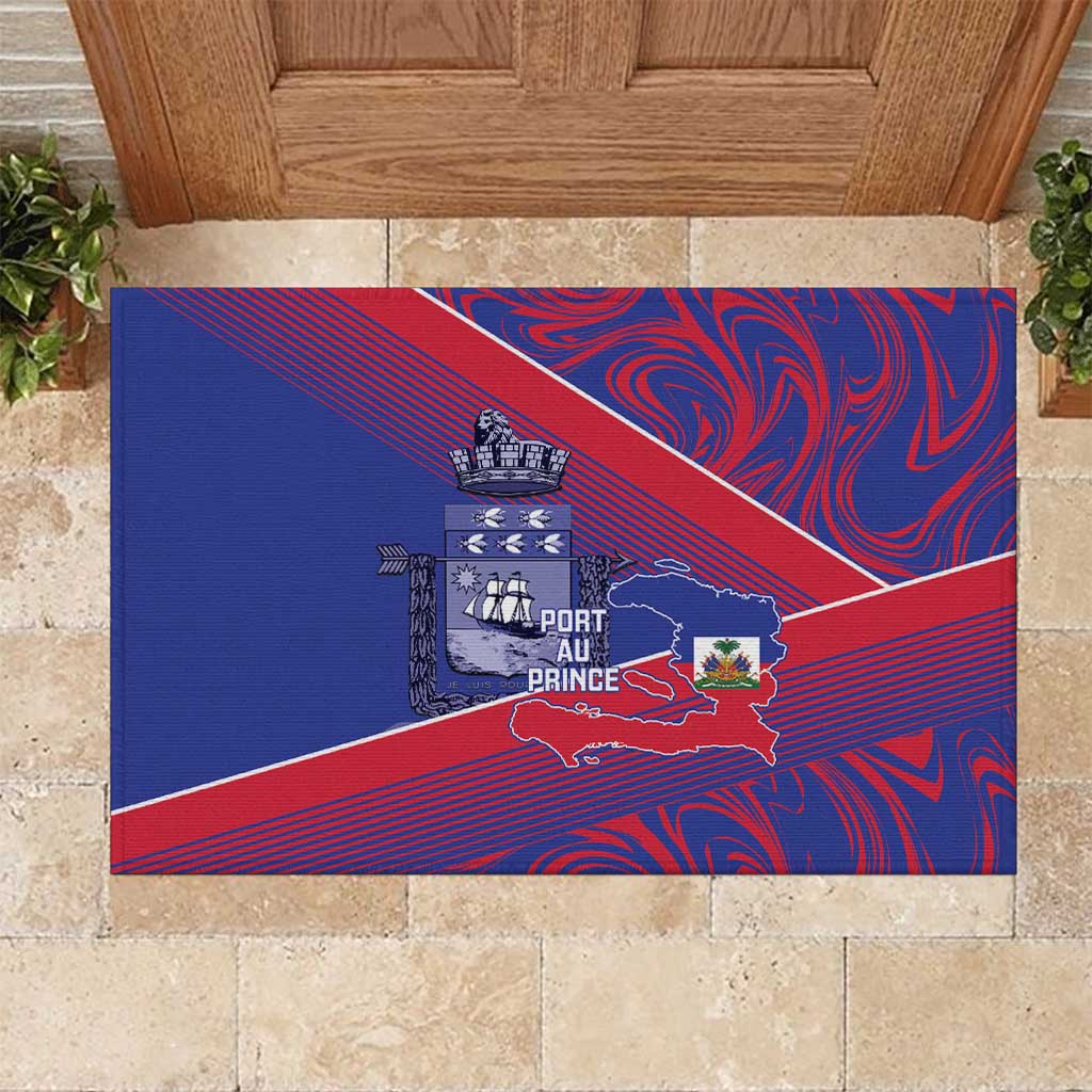 Port-au-Prince Afro-Haitians Rubber Doormat Ayiti Map Pòtoprens Flag Color - African Pride