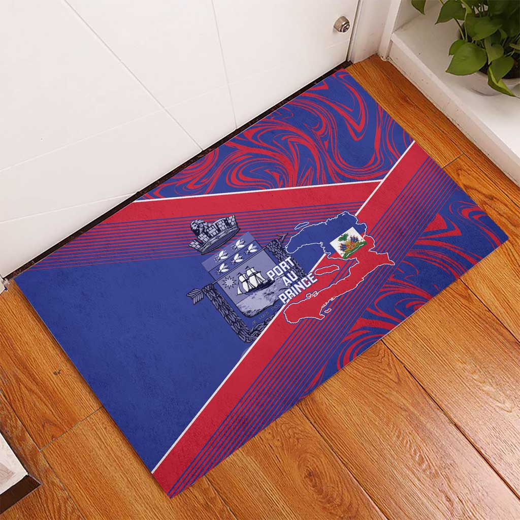 Port-au-Prince Afro-Haitians Rubber Doormat Ayiti Map Pòtoprens Flag Color - African Pride