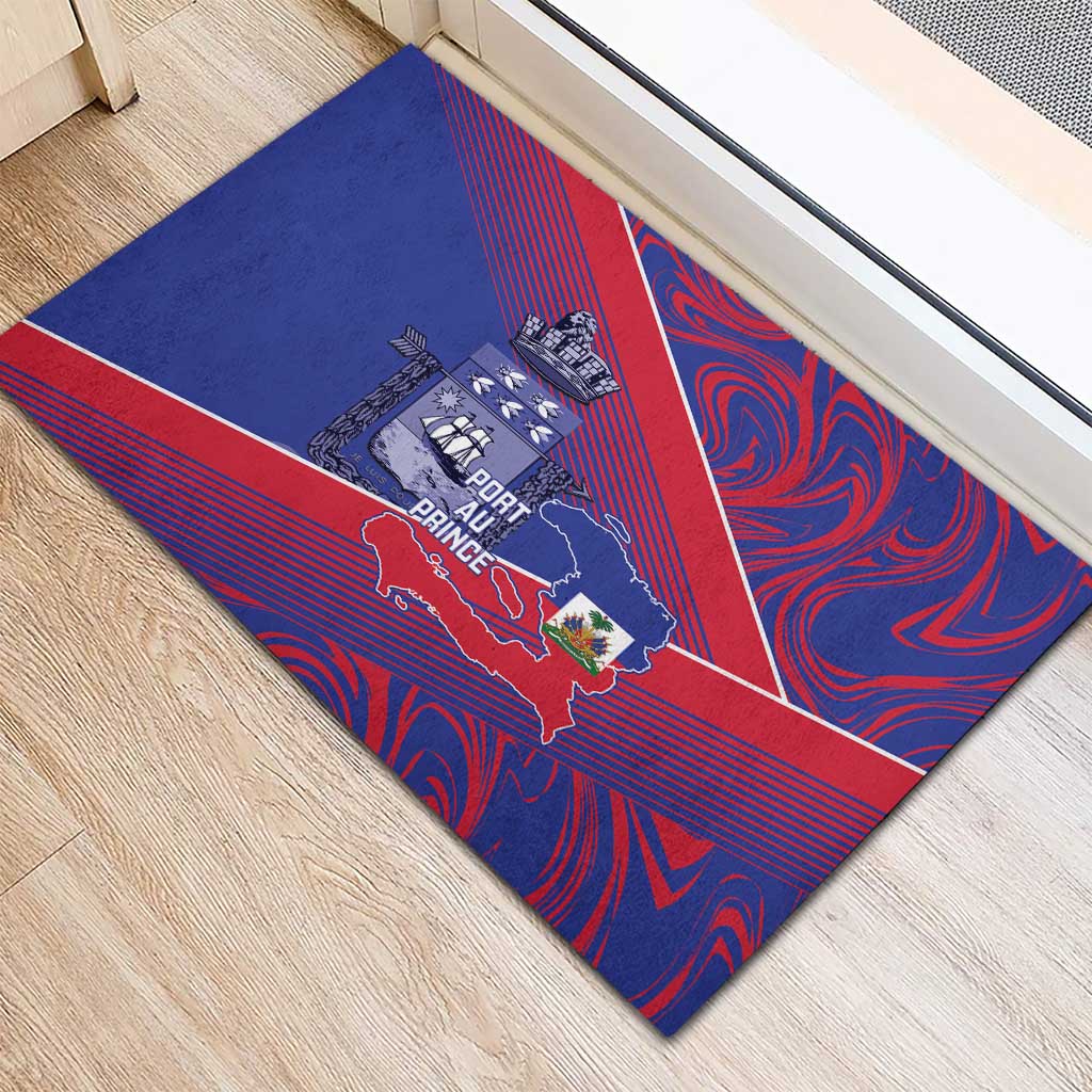 Port-au-Prince Afro-Haitians Rubber Doormat Ayiti Map Pòtoprens Flag Color - African Pride