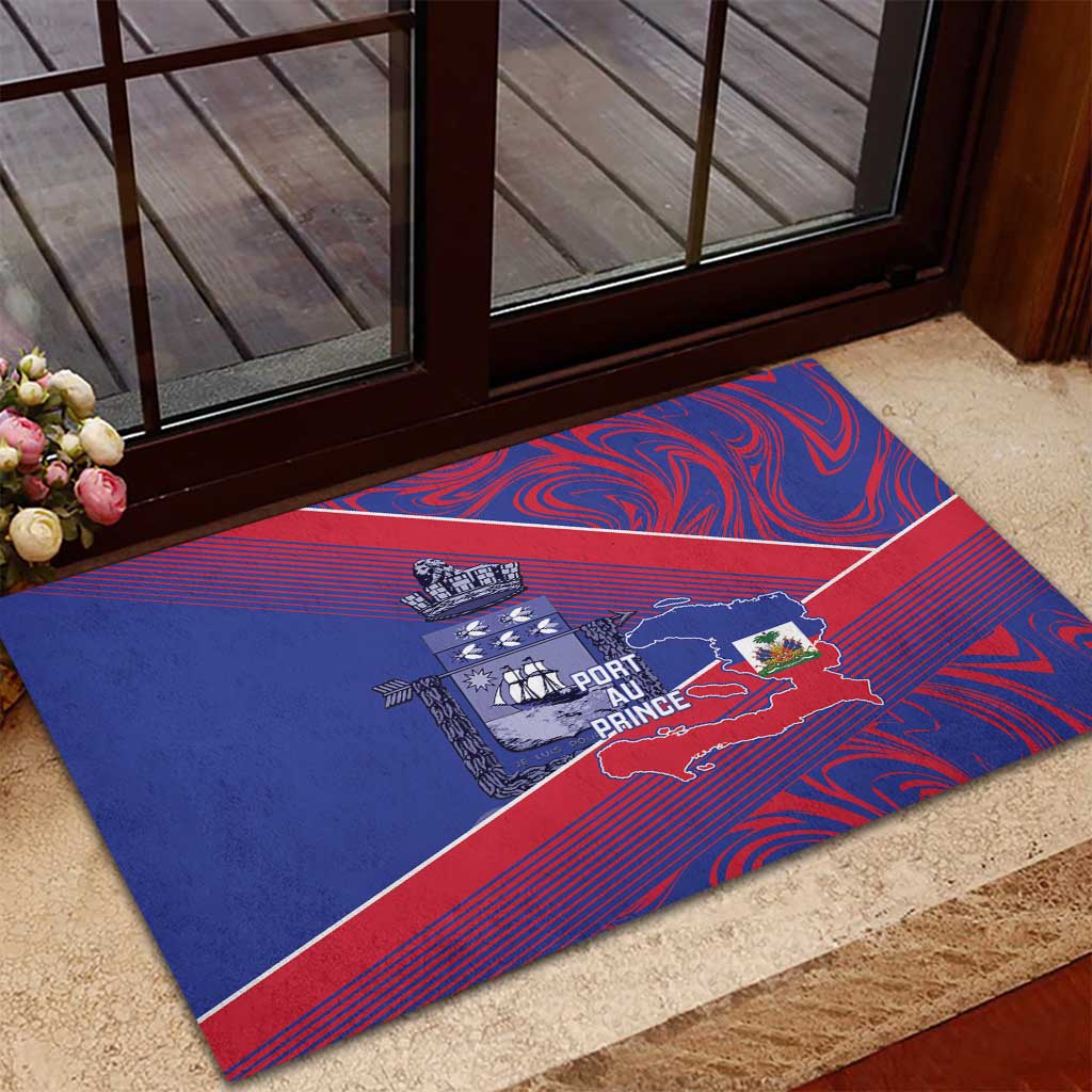 Port-au-Prince Afro-Haitians Rubber Doormat Ayiti Map Pòtoprens Flag Color - African Pride