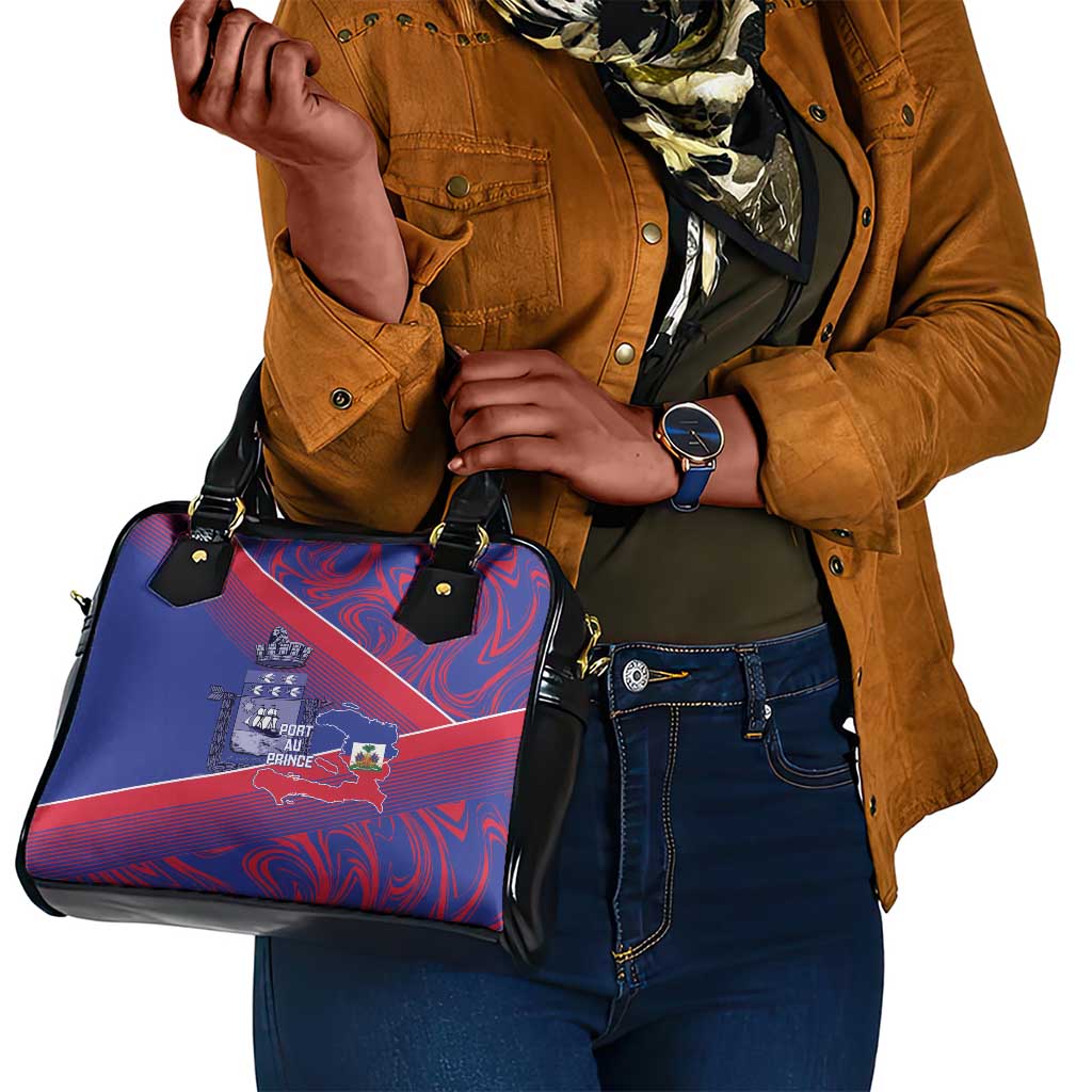 Port-au-Prince Afro-Haitians Shoulder Handbag Ayiti Map Pòtoprens Flag Color - African Pride