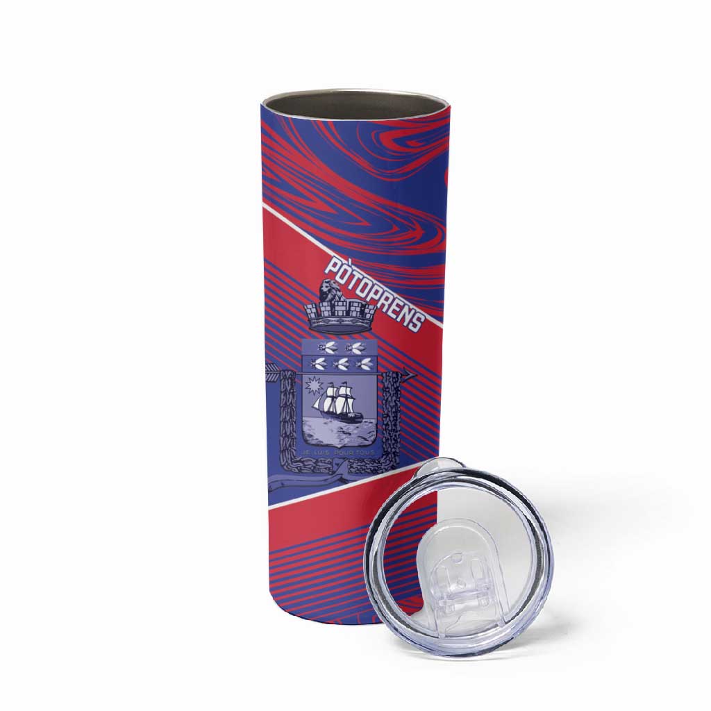 Port-au-Prince Afro-Haitians Skinny Tumbler Ayiti Map Pòtoprens Flag Color - African Pride