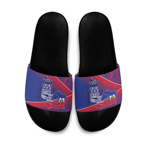 Port-au-Prince Afro-Haitians Slide Sandals Ayiti Map Pòtoprens Flag Color - African Pride
