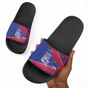 Port-au-Prince Afro-Haitians Slide Sandals Ayiti Map Pòtoprens Flag Color - African Pride