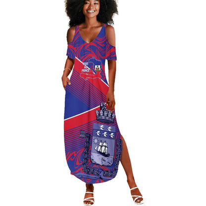 Port-au-Prince Afro-Haitians Summer Maxi Dress Ayiti Map Pòtoprens Flag Color LT14