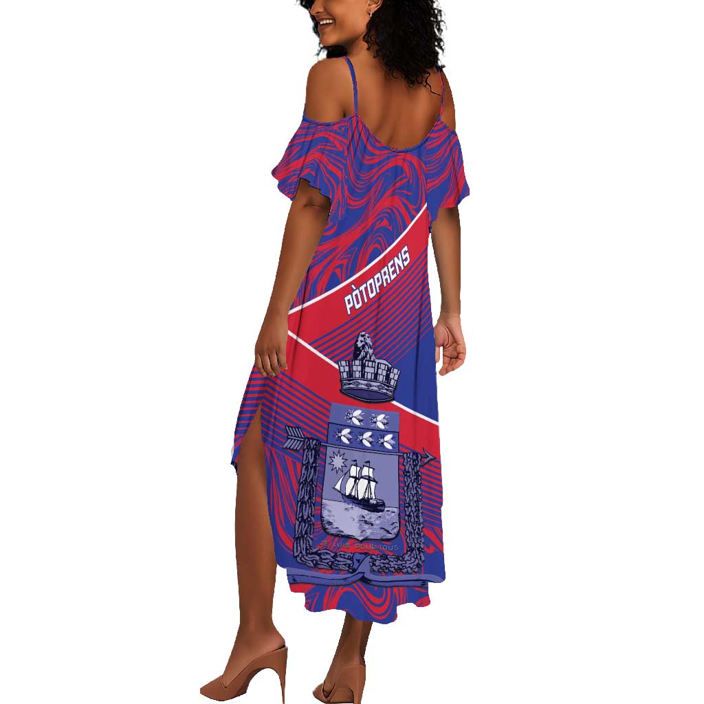 Port-au-Prince Afro-Haitians Summer Maxi Dress Ayiti Map Pòtoprens Flag Color LT14