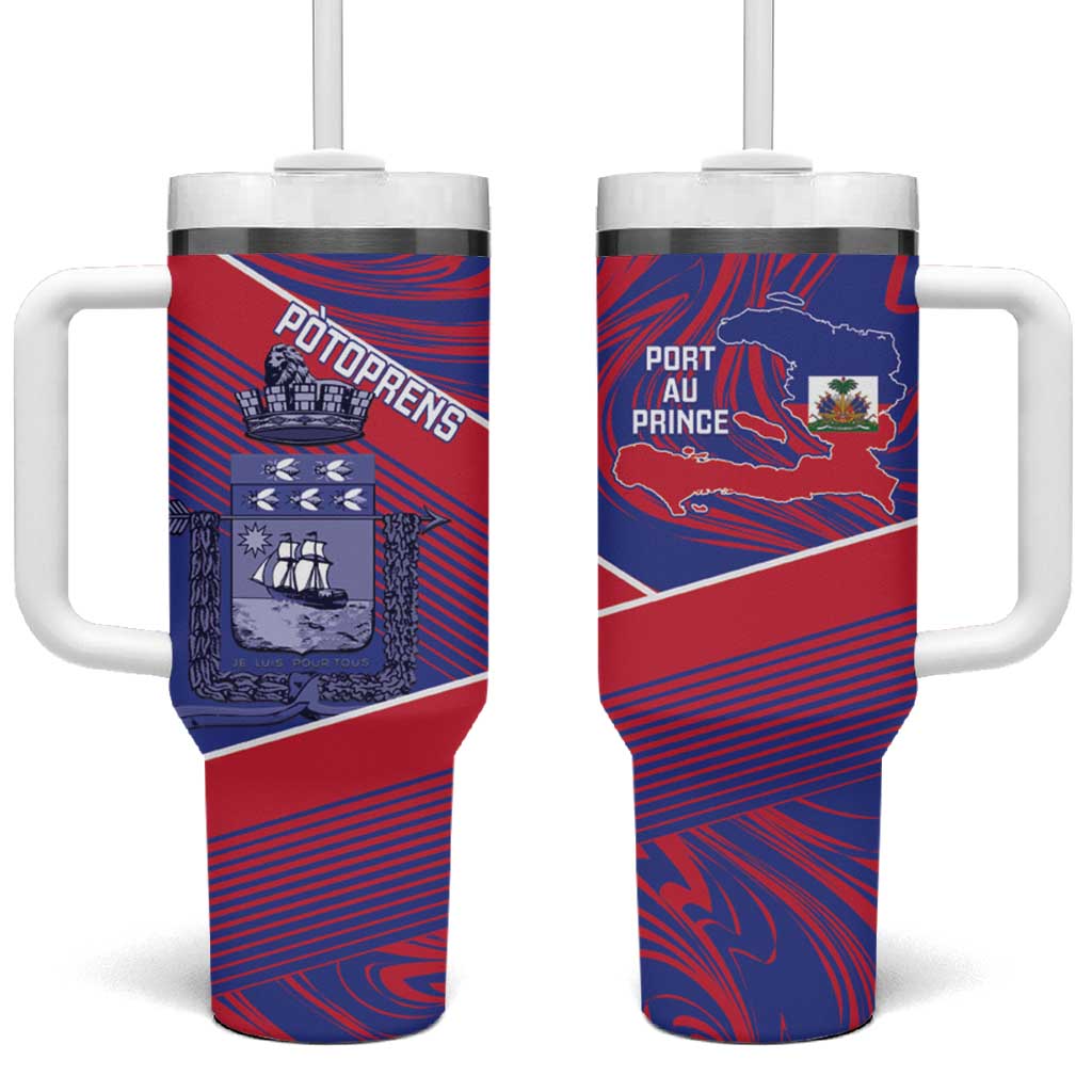 Port-au-Prince Afro-Haitians Tumbler With Handle Ayiti Map Pòtoprens Flag Color - African Pride