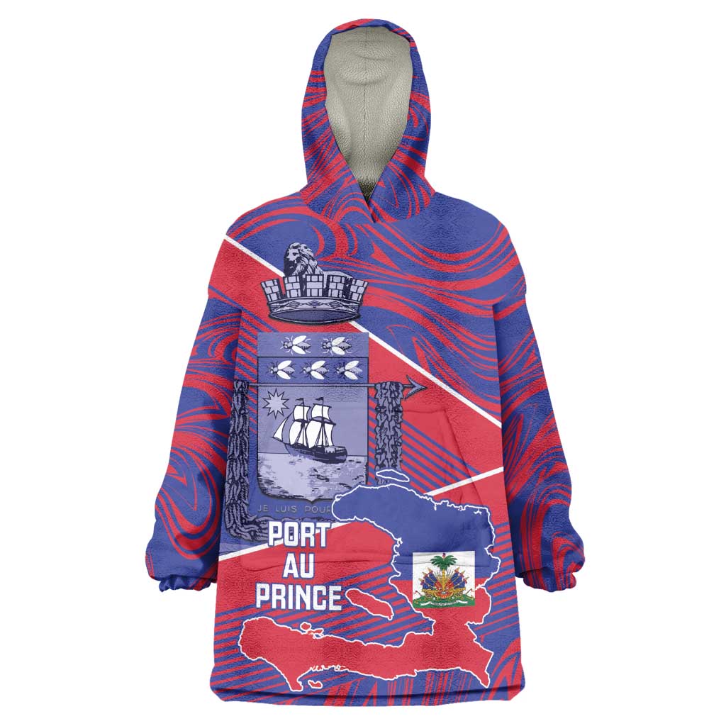 Port-au-Prince Afro-Haitians Wearable Blanket Hoodie Ayiti Map Pòtoprens Flag Color - African Pride