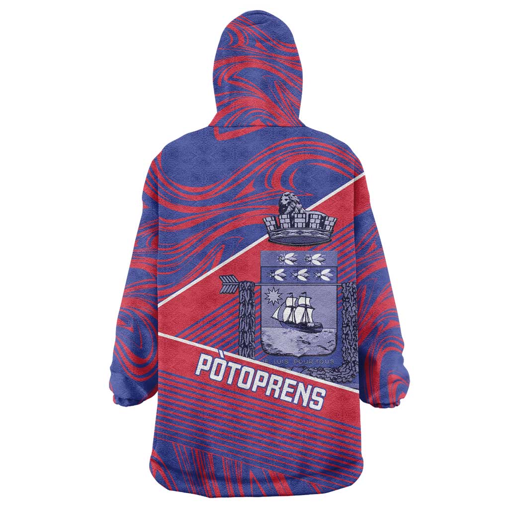 Port-au-Prince Afro-Haitians Wearable Blanket Hoodie Ayiti Map Pòtoprens Flag Color - African Pride