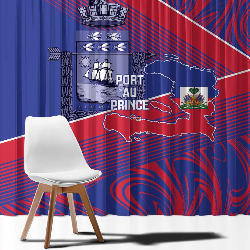 Port-au-Prince Afro-Haitians Window Curtain Ayiti Map Pòtoprens Flag Color - African Pride