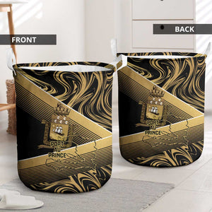 Port-au-Prince Afro-Haitians Laundry Basket Ayiti Map Pòtoprens Gold Color - African Pride