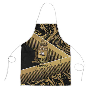 Port-au-Prince Afro-Haitians Apron Ayiti Map Pòtoprens Gold Color - African Pride