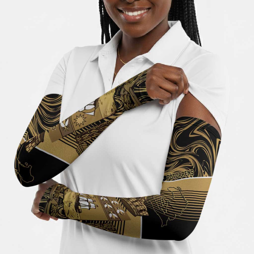 Port-au-Prince Afro-Haitians Arm Sleeves Ayiti Map Pòtoprens Gold Color - African Pride